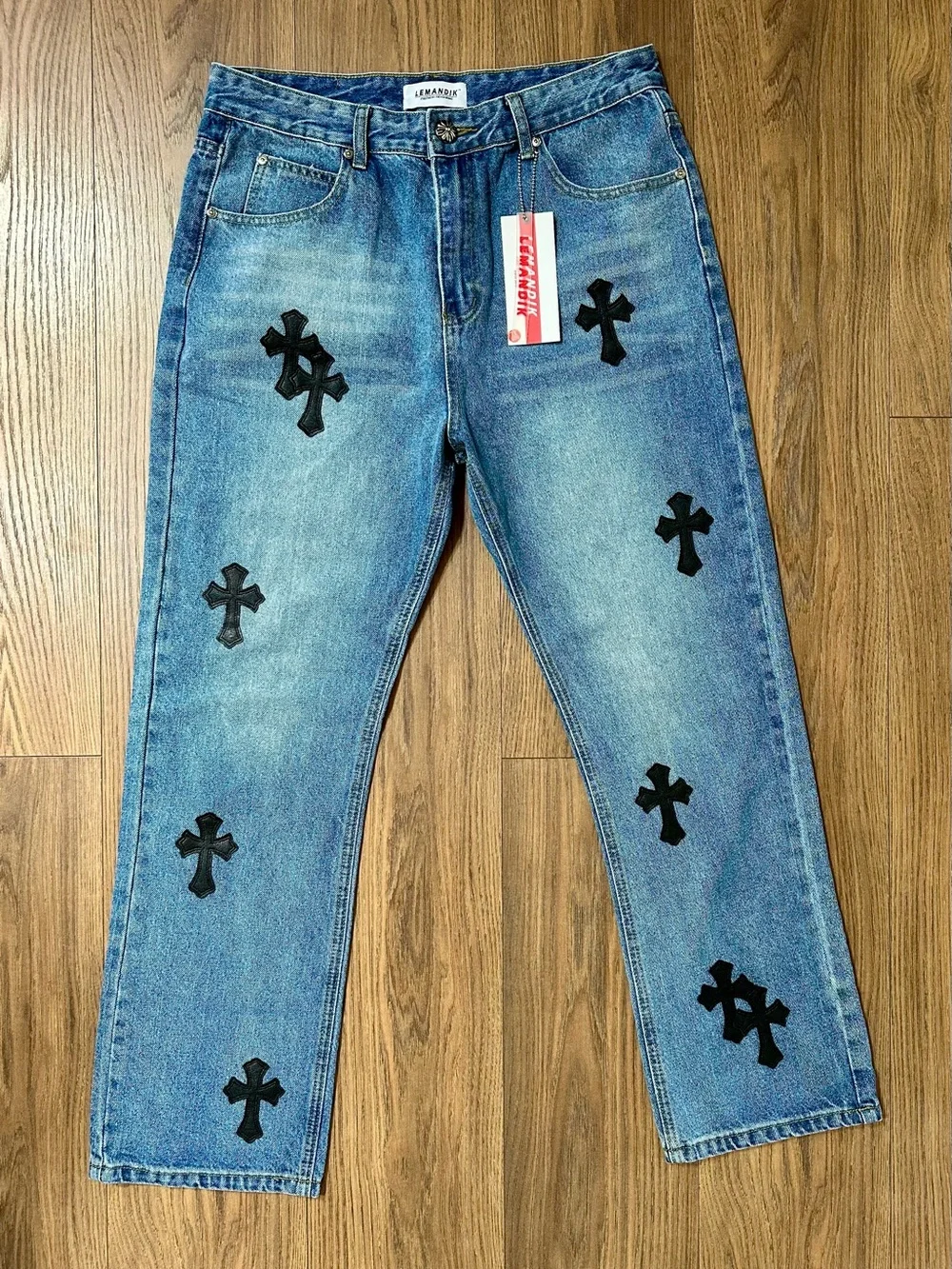 Chrome Hearts x Lemandik Embellished Cross Jeans - Picture 1 of 6